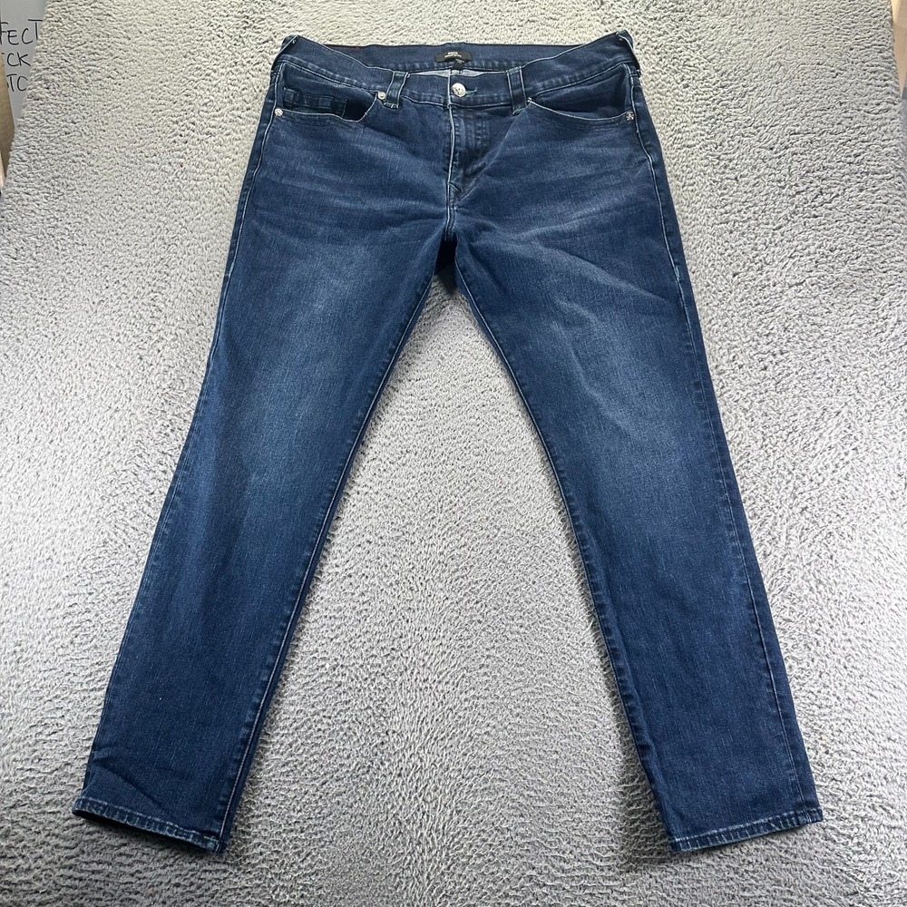 True Religion Rocco Jeans Mens 40x33 Blue Denim Skinny Leg Faded Relaxed Stretch